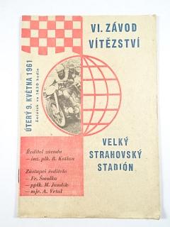 VI. závod vítězství - 9. května 1961 - Velký strahovský stadion - program