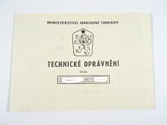 MF 70 - evidenční list o provozu ženijní techniky