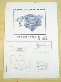 Jikov 32 SEDR - 2933 - karburátor - Škoda 120 LS, GLS, LX, Rapid, model M II - prospekt