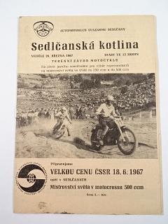 Sedlčanská kotlina - 26. 3. 1967 - Sedlčany - terénní závod motocyklů - program