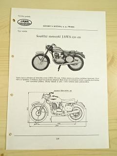 JAWA 250 ccm - soutěžní motocykl - katalogový list - 1960