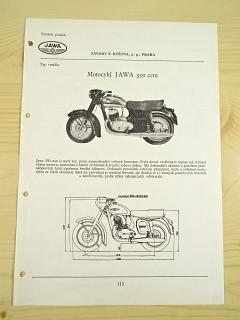 JAWA 350 ccm - katalogový list - 1960