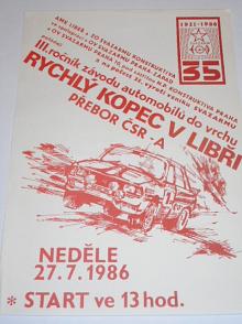Rychlý kopec v Libři - 27. 7. 1986 - III. ročník závodu automobilů do vrchu - leták