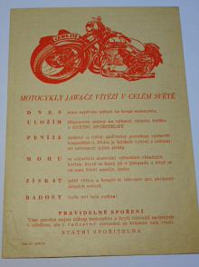 Motocykly JAWA-ČZ vítězí v celém světě - leták Státní spořitelna - technické údaje o motocyklech Pionýr, Jawa 250, Jawa 350, Jawa 500