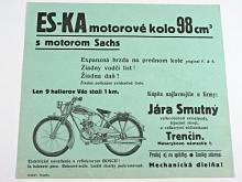 ES-KA motorové kolo 98 cm s motorem Sachs - prospekt - leták - Jára Smutný, Trenčín