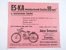 ES-KA motorové kolo 98 cm s motorem Sachs - prospekt - leták - Jára Smutný, Trenčín