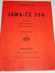 JAWA-ČZ 350 Model 354 - 1954 - spare parts list - Motokov