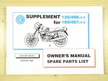 ČZ 125/488-4-5, 180/487-4-5 Supplement for Owner's Manual - Spare Parts List - 1994