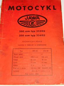 JAWA-ČZ 250/353/03, 350/354/03 - 1956 - technický popis, návod k obsluze