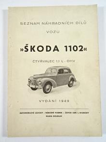 Škoda 1102  - seznam náhradních dílů - 1949