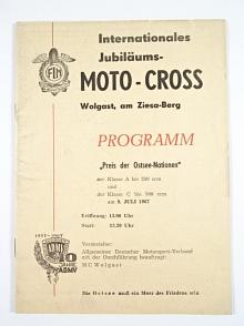 Internationales Jubiläums- Moto-cross - Wolgast, am Ziesa-Berg - Programm - Preis der Ostsee-Nationen - 10. Juli 1967 - Wolgast + Ausschreibung