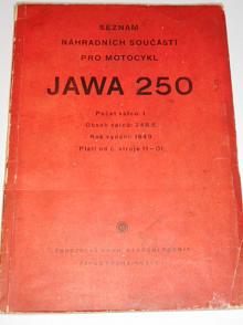 JAWA 250 typ 11 - pérák - 1949 - seznam náhradních součástí