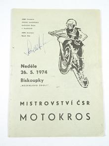 Mistrovství ČSR - motokros - 26. 5. 1974 - Biskoupky - Nezvalovo údolí - program + vstupenka