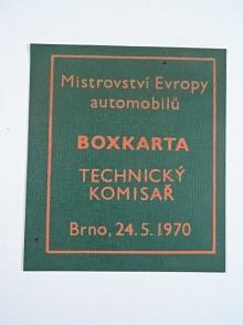 Mistrovství Evropy automobilů - Boxkarta - Technický komisař - Brno, 24. 5. 1970