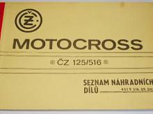 ČZ 125/516 Motocross - 1987 - seznam náhradních dílů