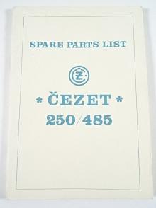 ČZ 250/485 Čezet - Spare Parts List - 1979