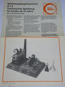 Spielzeugdampfmaschine D 1,5 - prospekt - 1988