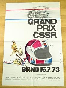 Grand Prix ČSSR Brno - 15. 7. 1973 - plakát - Vladimír Valenta