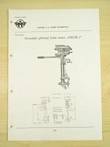 Dvoudobý přívěsný lodní motor Orlík 3 - katalogový list - 1960 - Motor n. p., České Budějovice