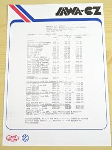 JAWA-CZ - Price List - 1993 - Motokov U. K.