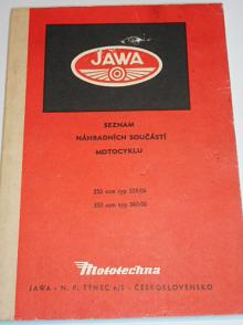 JAWA 250/559/04, 350/360/00 - seznam náhradních součástí motocyklu - Mototechna