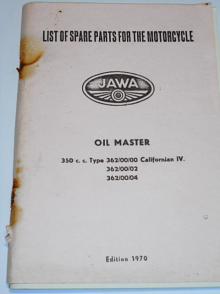 JAWA 350/362 Californian IV, Oil master - List of spare parts - 1970