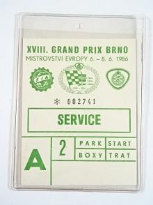 XVIII. Grand Prix Brno - Mistrovství Evropy 6. - 8. 6. 1986 - service