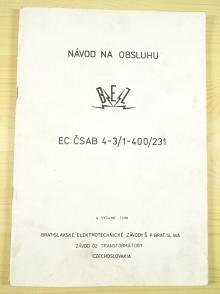 EC ČSAB 4-3/1-400/231 - elektrocentrála - návod na obsluhu - 1989 - BEZ Bratislava