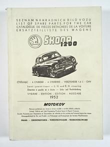 Škoda 1200 - seznam náhradních dílů - 1952 - Motokov