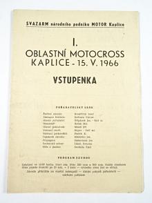 Oblastní motocross Kaplice - 15. 5. 1966 - vstupenka (program)