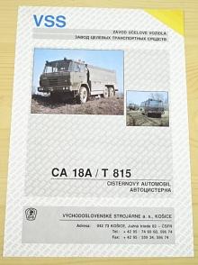 Tatra 815 CA 18A - cisternový automobil - prospekt - VSS Košice