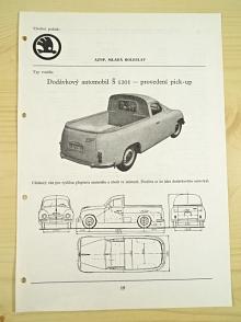 Škoda 1201 dodávkový automobil - pick-up - katalogový list - 1960