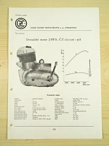 ČZ - dvoudobý motor JAWA-ČZ 125 ccm - 958 - katalogový list - 1960