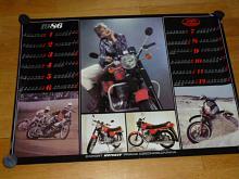 JAWA 350/638, plochá dráha, soutěžní moto - 1986 - plakát - kalendář