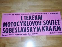 I. terénní motocyklová soutěž soběslavským krajem - Soběslav - 27. 7. 1952 - plakát