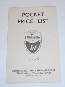 Lambretta - Pocket price list - 1955