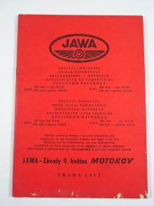 JAWA 250/579/02, 350/575/02 soutěžní motocykl, 250/579/01, 350/575/01 terénní motocykl - 1963 - dodatek návodu k obsluze a seznamu náhradních dílů