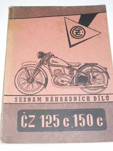 ČZ 125 c, 150 c - seznam náhradních dílů - 1951