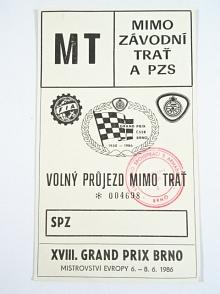 XVIII. Grand Prix Brno - Mistrovství Evropy 6. - 8. 6. 1986 - volný průjezd mimo trať
