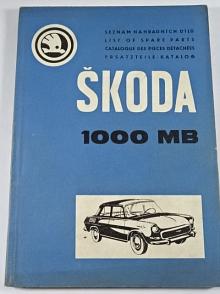 Škoda 1000 MB - seznam náhradních dílů - 1967