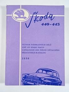 Škoda 440 - 445 - seznam náhradních dílů - 1958 - Motokov