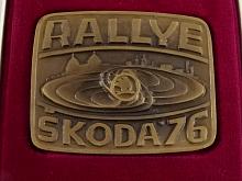 Rallye Škoda 1976 - III. mezinárodní automobilová soutěž Mladá Boleslav - mosazná plaketa v etui