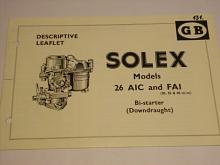 Solex Models 26 AIC and FAI, Bi starter - prospekt - 1955