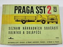 Praga S5T 2 - seznam náhradních součástí valníku a sklápěče - 1965