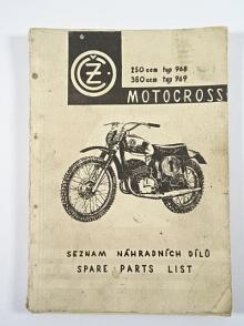 ČZ 250/968, 360/969 - motocross - seznam náhradních dílů - spare parts list