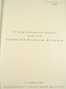 Tatra 815 - seznam náhradních součástí podvozků Tatra 815 PJ 28 6x6, PJ 36 8x8 - 1987
