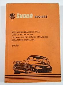 Škoda 440 - 445 - seznam náhradních dílů - 1958