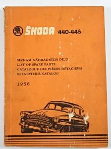 Škoda 440 - 445 - seznam náhradních dílů - 1958