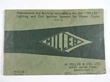 Miller - Maintenance and Running Instructions for the Miller Lighting and Coil Ignition Systems for Motor-cycles 1937/8