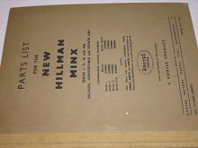 New Hillman Minx - Parts List, katalog náhradních dílů,1960